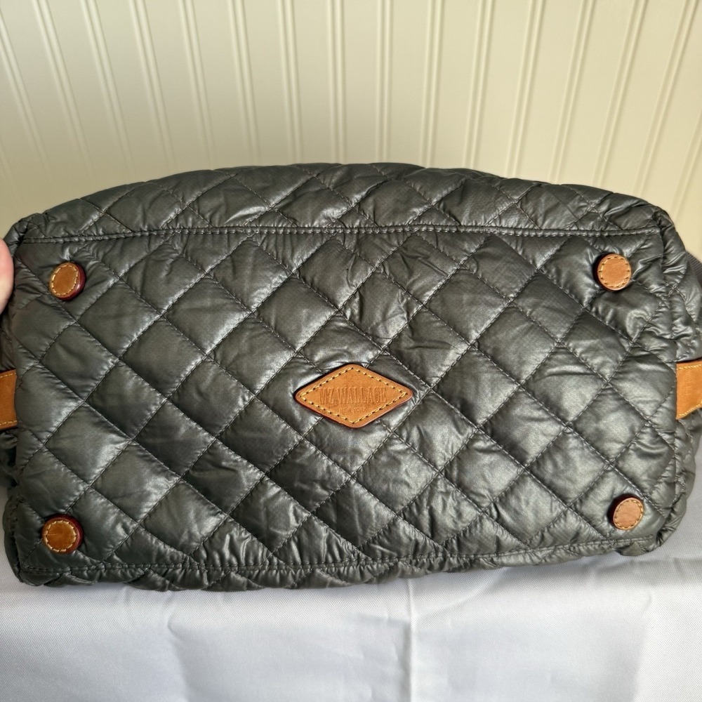 MZ Wallace Medium Sutton Quilted Nylon Bag Handbag Purse Metallic Gray Silver - Picture 4 of 16